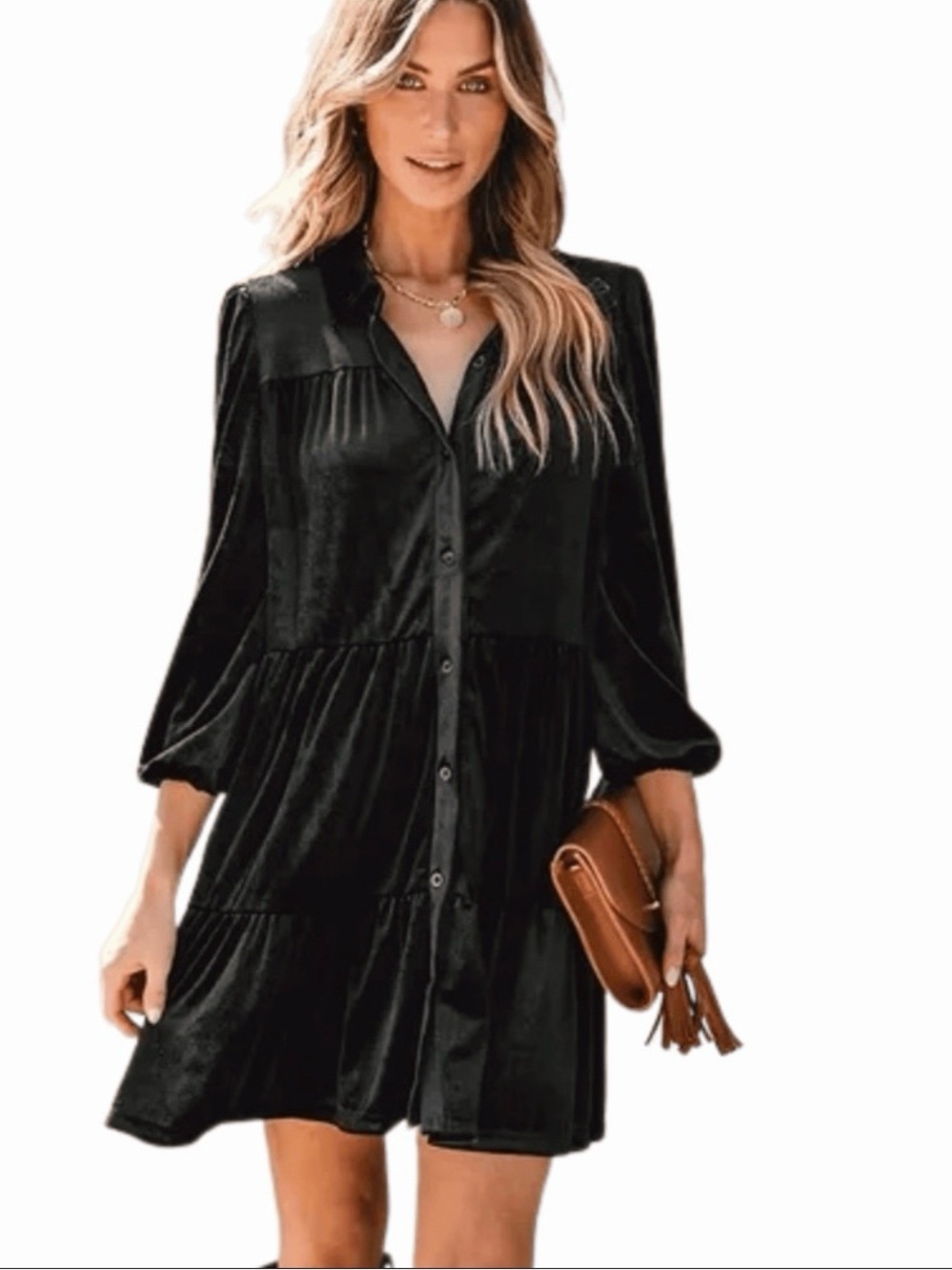Cupshe Black Button-Front Mini Dress